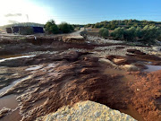 A view shows a damaged road after a powerful storm and heavy rainfall hit Qandula, Libya, on September 12 2023.