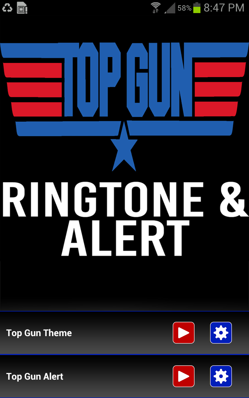 Android application Top Gun Ringtone and Alert screenshort