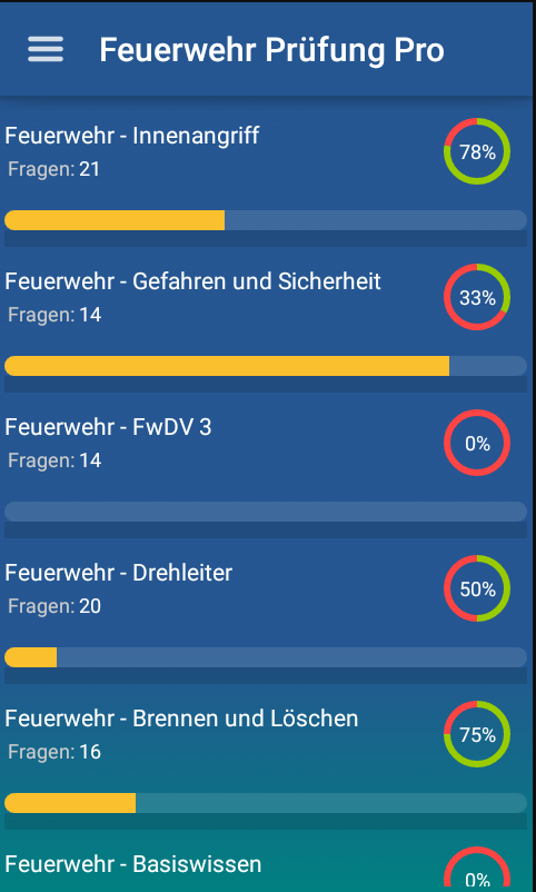 Android application Feuerwehr Prüfungen Pro screenshort