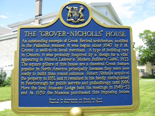 An outstanding example of Greek Revival architecture modified in the Palladian manner, it was begun about 1847 by P.M. Grover, a well-to-do local merchant. A type of building rare in Ontario, it...