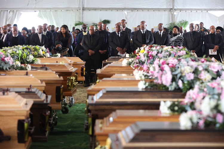 Mourners at the mass funeral for the 21 children killed at Enyobeni Tavern’s on June 26.