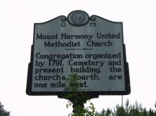 Congregation organized by 1791. Cemetery and present building, the church's fourth, are one mile west.Plaque via North Carolina Highway Historical Marker Program, and is used with their...