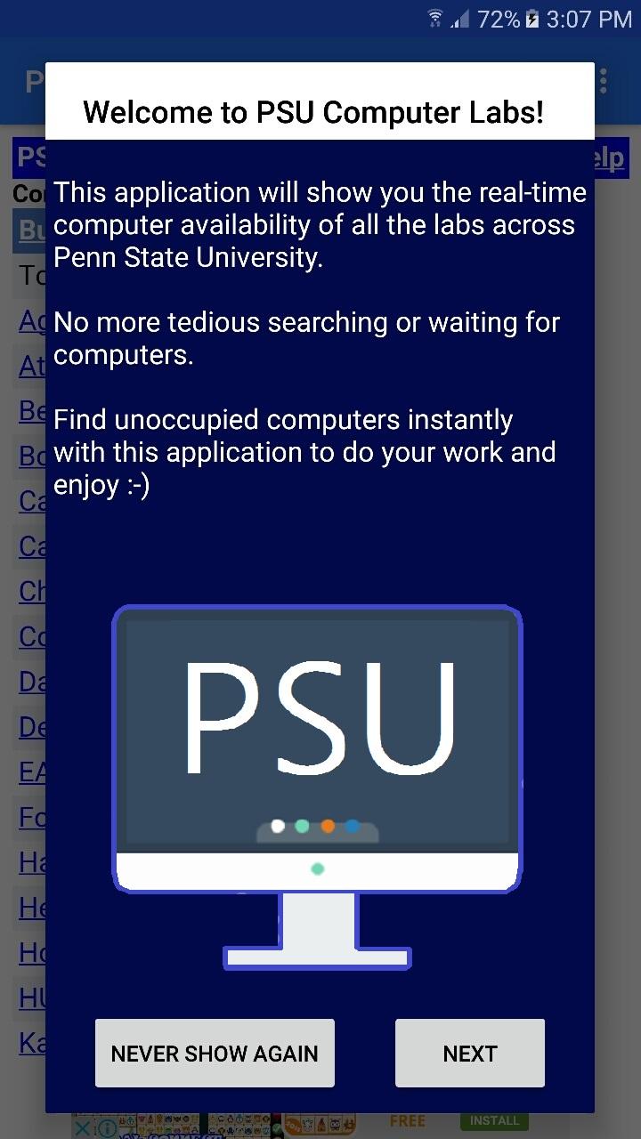 Android application PSU - Computer Labs screenshort
