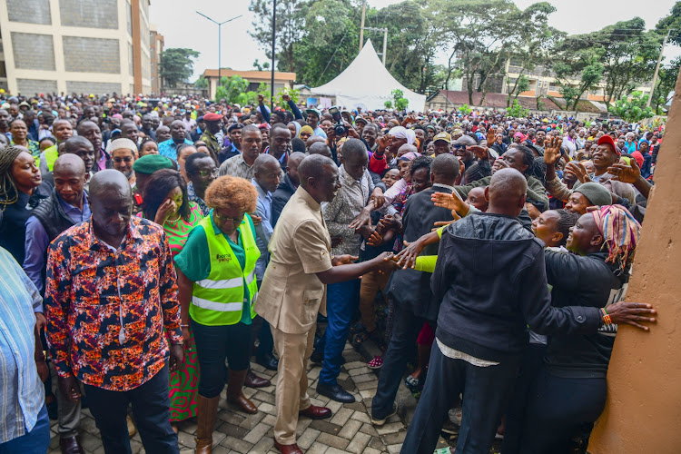 President William Ruto greets residents in Nakuru on January 13, 2024