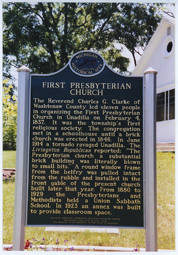 The Reverend Charles G. Clarke of Washtenaw County led eleven people in organizing the First Presbyterian Church in Unadilla on February 4, 1837. It was the township’s first religious society. The...