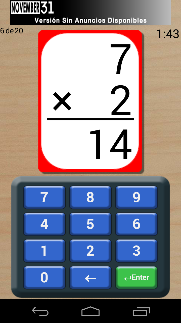 Android application Math Flash Cards (Free) screenshort