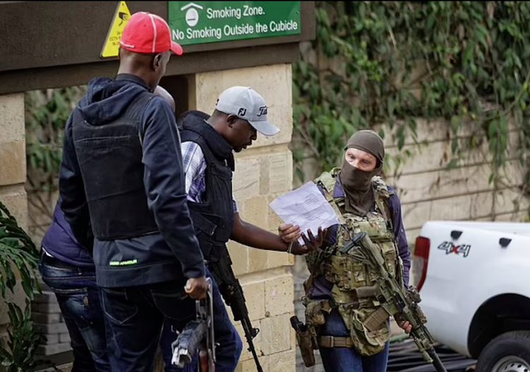 Ex-SAS officer Christian Craighead with other Kenyan officers in operation during the Dusit D2 attack in 2019.