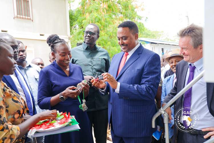 IGAD Executive Secretary Dr. Workneh Gebeyehu hands mobile laboratory, screening, and quarantine health equipment to the Ministry of Health in South Sudan, in the presence of Minister Yolanda Awel Deng Juach on March 28, 2024.