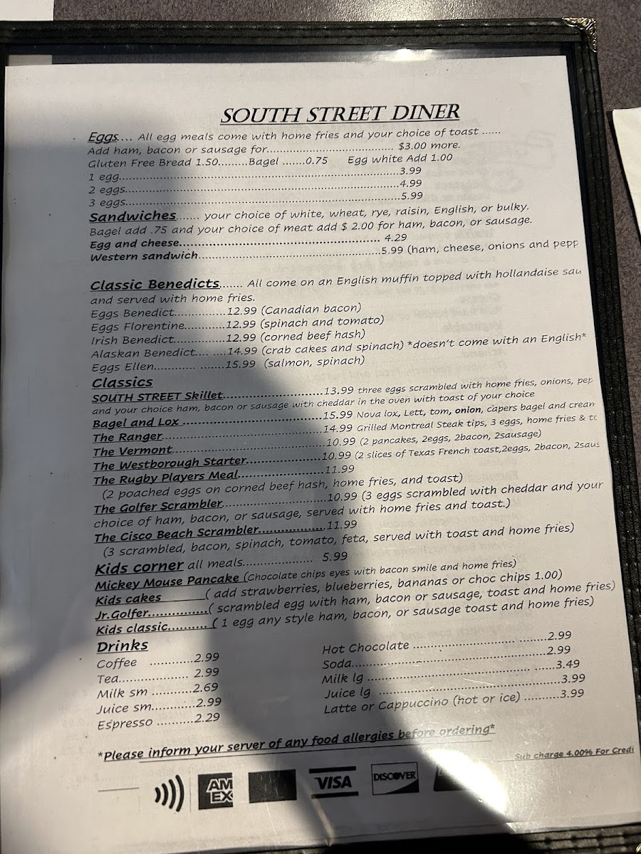 South Street Diner gluten-free menu