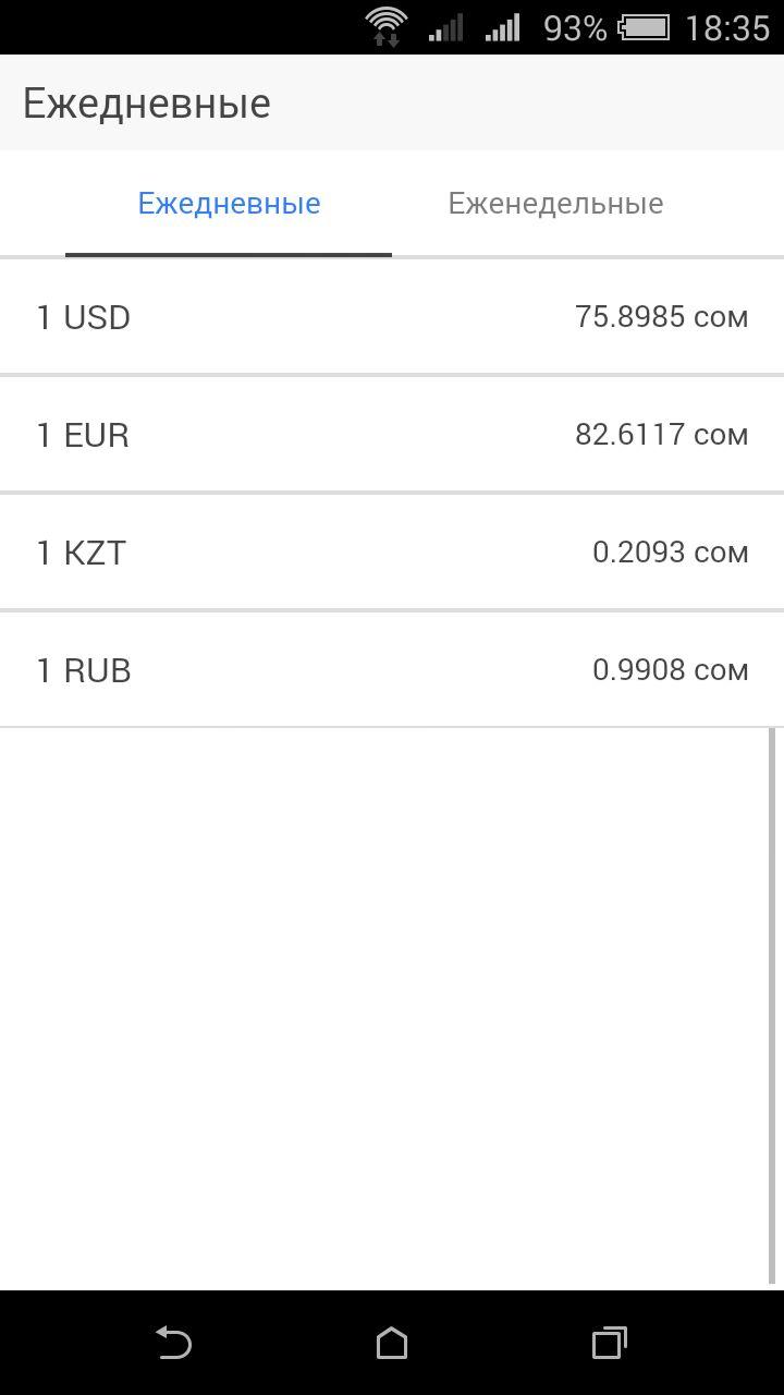 Android application Курс валют Кыргызстана screenshort