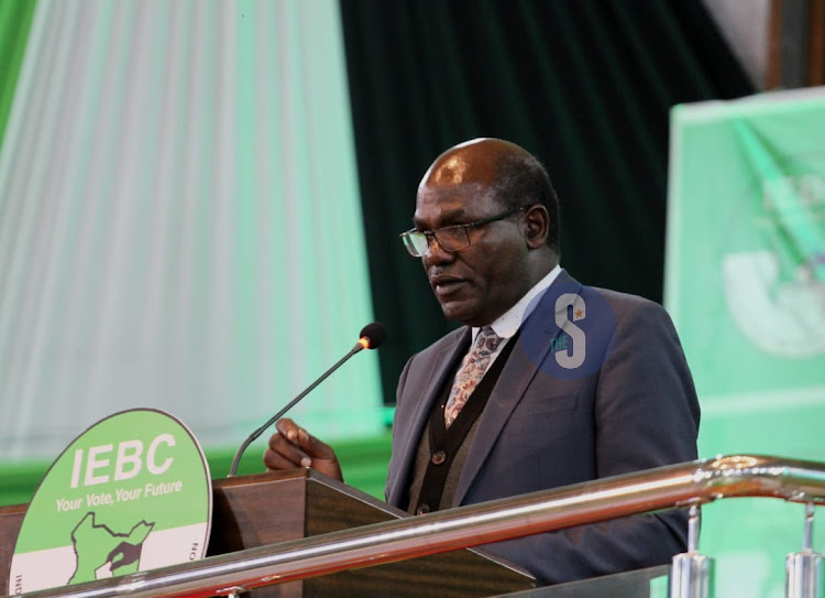 IEBC Chairman Wafula Chebukati speaking when he launched the IEBC National Tallying center at Bomas of Kenya on August 9,2022