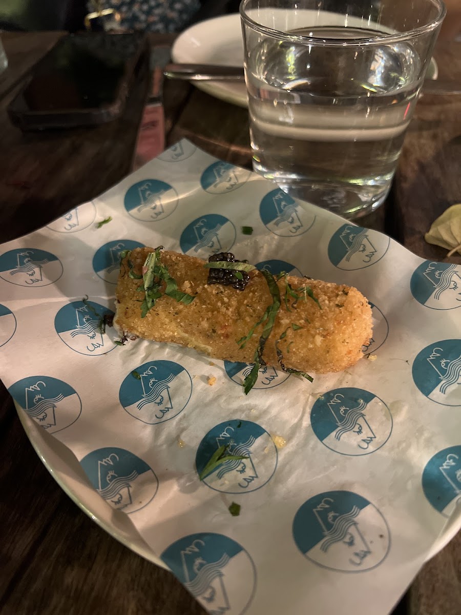 We ate the most delicious gf mozzarella sticks! Snapped a photo before the last one was gone!