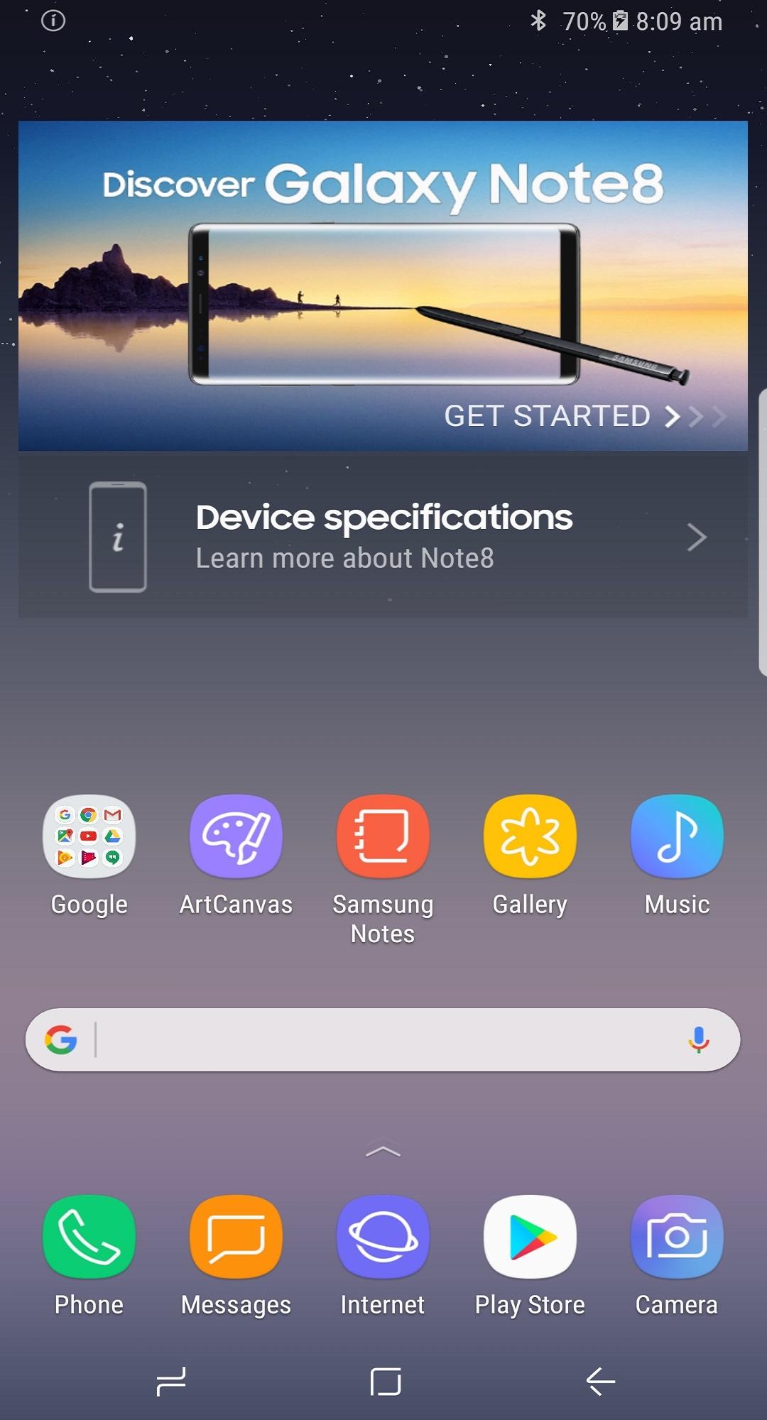 Android application Experience app for Galaxy Note8 screenshort