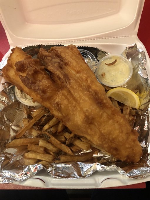 Gluten free fish fry? Yes please!!! $14.95 and comes with a gigantic piece of cod (fried in rice flour), tartar sauce, potato salad, coleslaw and fresh cut fries!