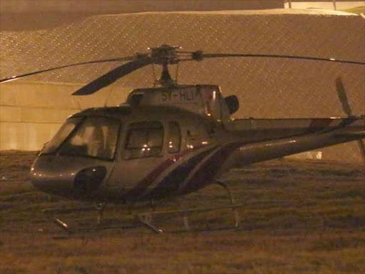Bomet Governor Isaac Rutto's chopper that was forced to make an emergency landing at the Southern Bypass, Sunday, September 25. /COURTESY