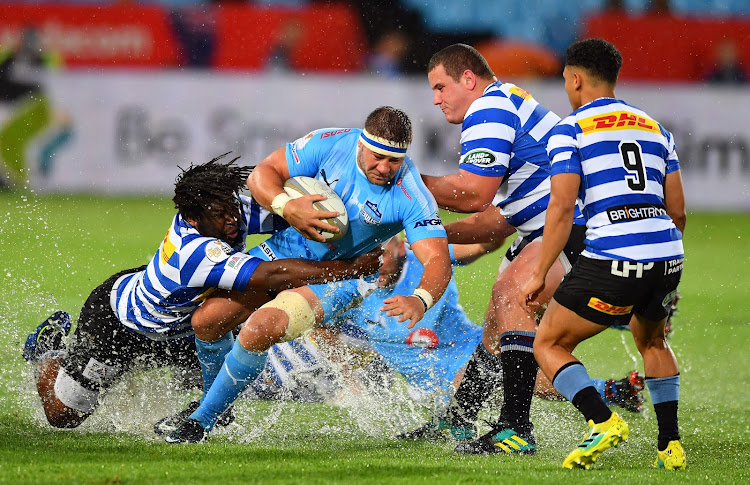 Ruan Steenkamp of the Blue Bulls tries to evade a tackle during the Currie Cup game between the Blue Bulls and Western Province at Loftus Versveld in Pretoria on October 13 2018.