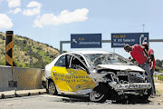 WRECK CHECK: The Gauteng transport department placed smashed up cars along major highways to make motorists aware of the need to drive carefully