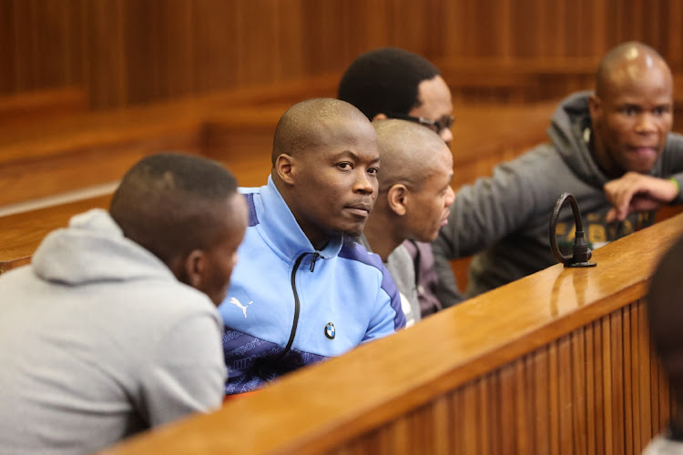 Five accused of Senzo Meyiwa’s murder in the dock during the trial at North Gauteng High Court in Pretoria.