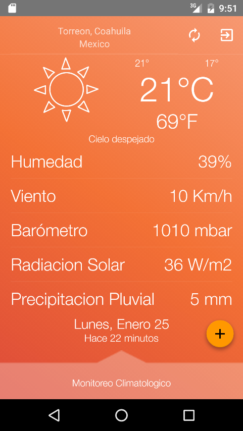 Android application Monitoreo Climatic screenshort