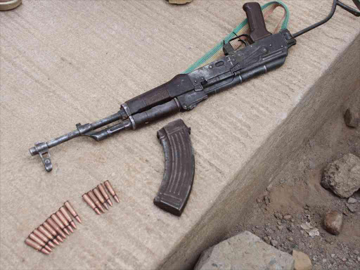 A gun seized from Pokot bandits in the ongoing security operation in Tiaty sub-county, Baringo, Tuesday, April 12, 2017. /JOSEPH KANGOGO