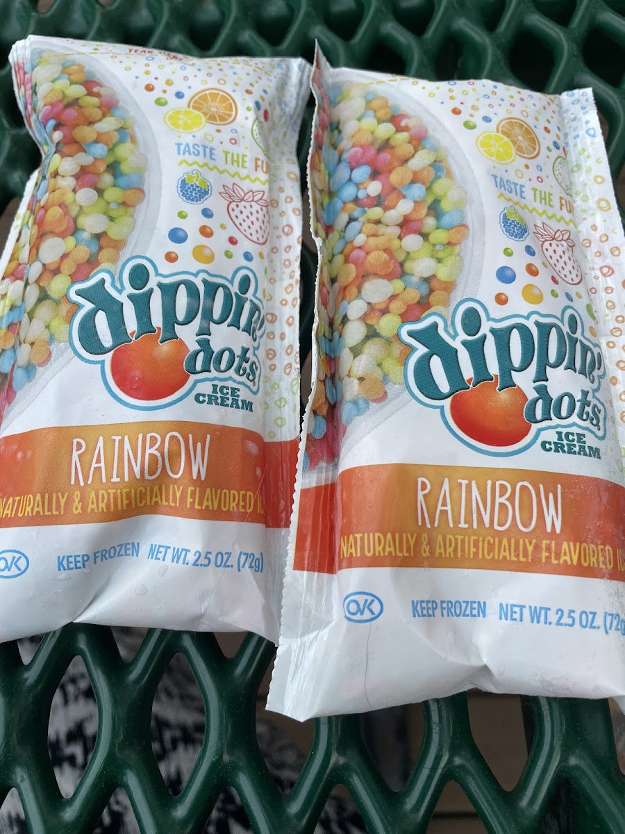 Rainbow Ice Dippin Dots are the only dairy free, gluten-free ice cream options