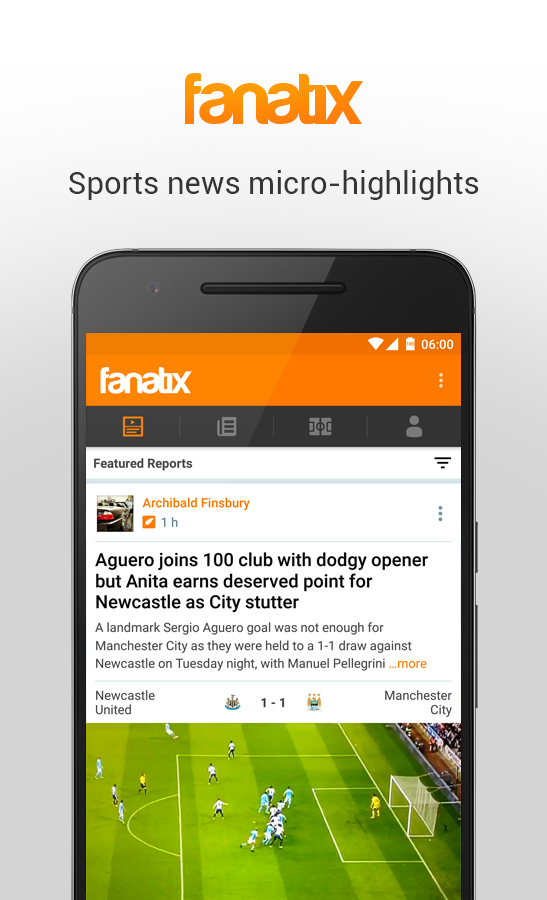 Android application fanatix screenshort