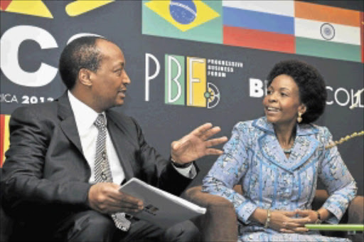 TOP GUNS: Patrice Motsepe and minister Maite Nkoana- Mashabane at the Brics Summit. Photo: GCIS