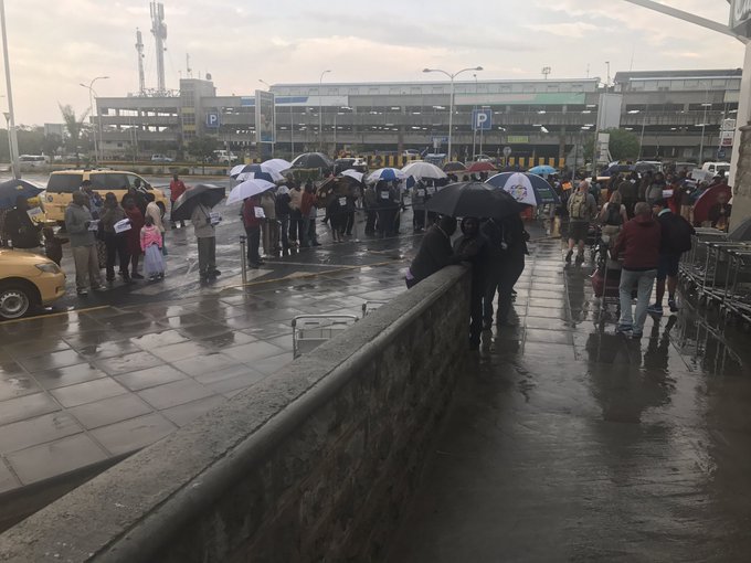A 2017 photo of JKIA Terminal 1E International Arrivals during rains.