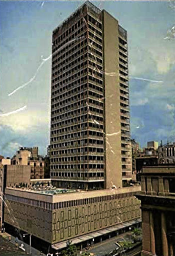Photo of a damaged postcard of the President Hotel.