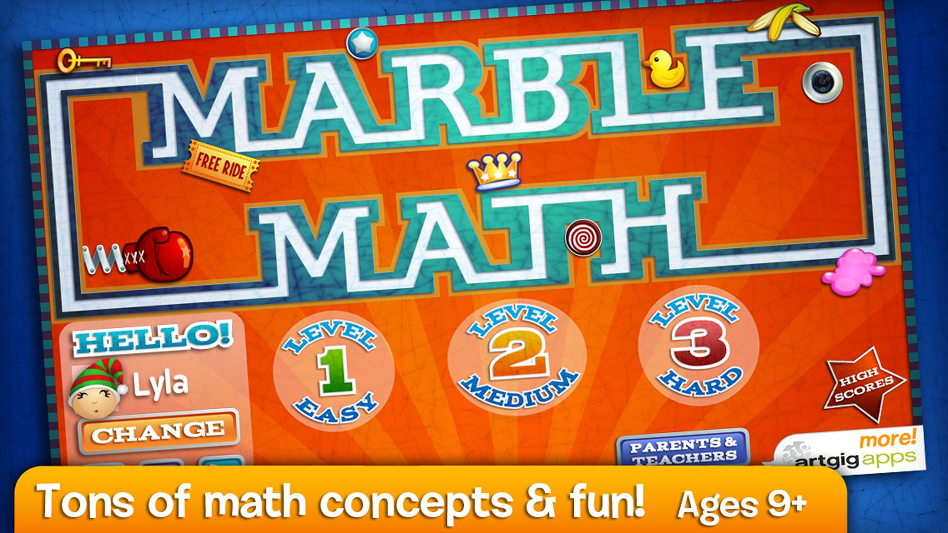 Android application Marble Math screenshort