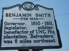 Governor, 1810-1811, legislator, soldier, benefactor of UNC. His plantation, "Belvedere," was 6 miles northeast.Plaque via North Carolina Highway Historical Marker Program, and is used with their...