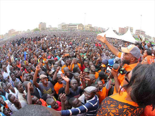 ODM deputy party leader Hassan Joho addresses Cord supporters at the Masinde Muliro grounds, Nairobi, on September 18 /GPS