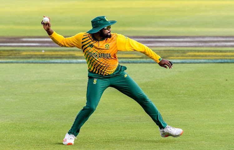 Andile Phehlukwayo of South Africa during the 1st KFC T20 International match between South Africa and Pakistan at Imperial Wanderers Stadium on April 10, 2021 in Johannesburg, South Africa.