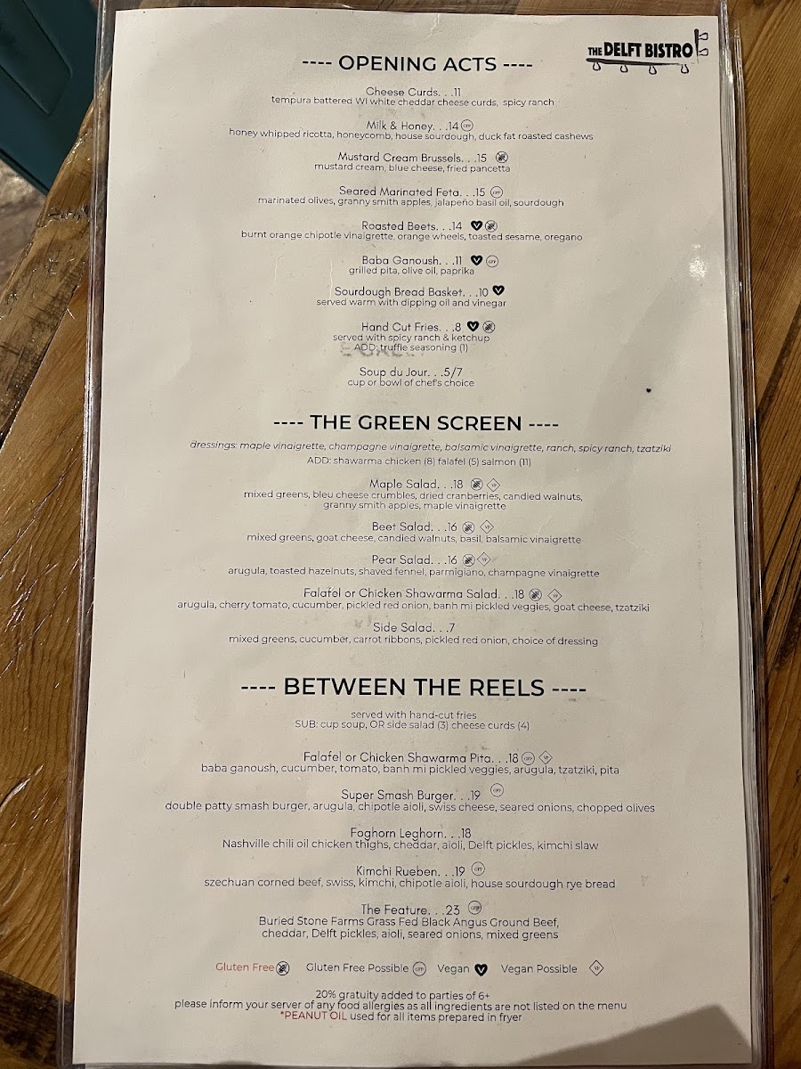 Front side of menu (3/3/24)