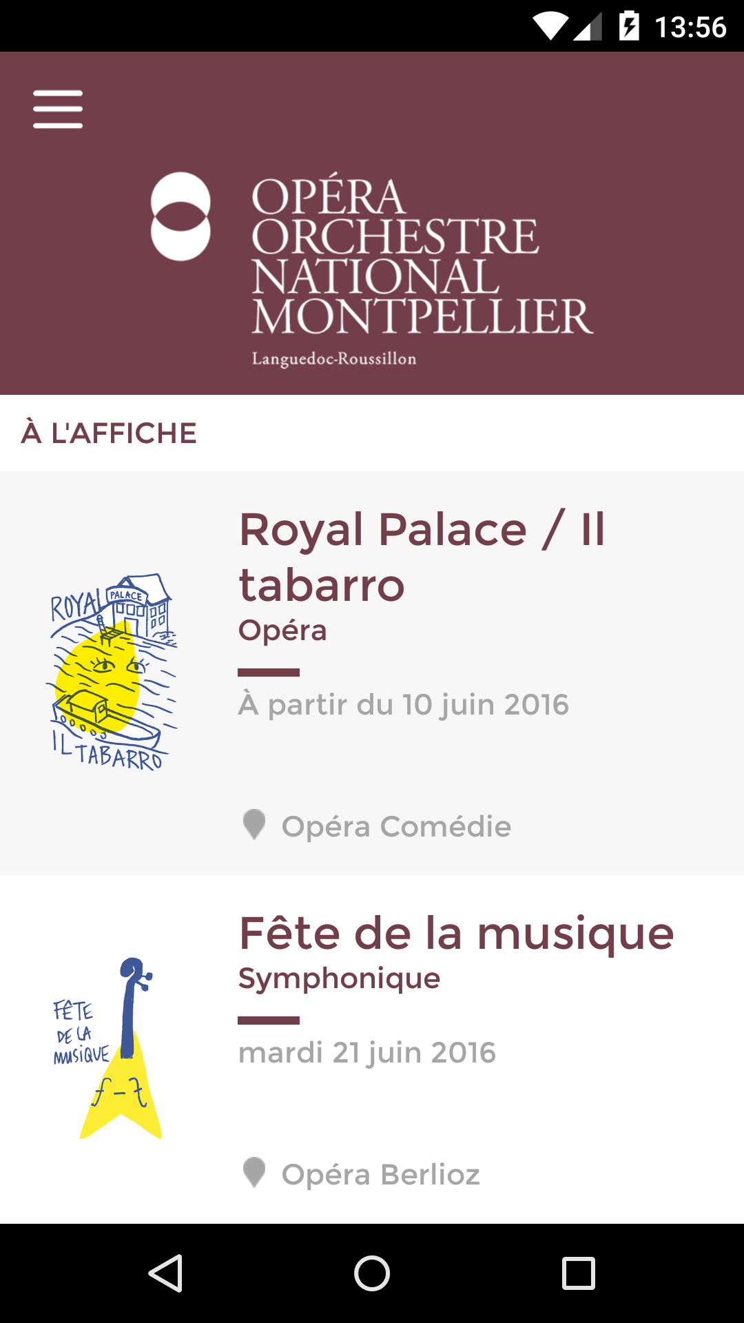 Android application Opéra Orchestre de Montpellier screenshort