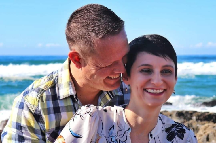 Werner de Jager with his wife, Liezel, whose body he found in the yard of their home in Amanzimtoti, south of Durban.