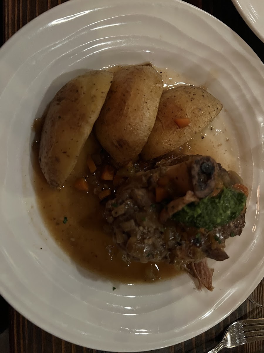 Pork Osso Bucco with roasted potatoes