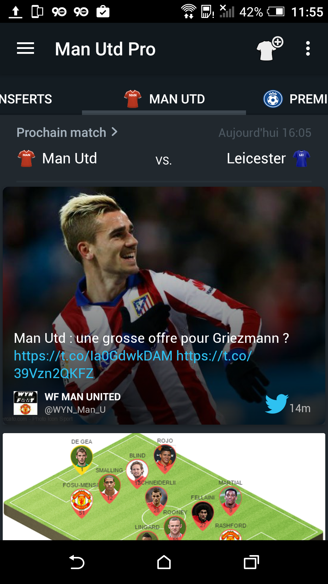 Android application Man United App - 90min Edition screenshort