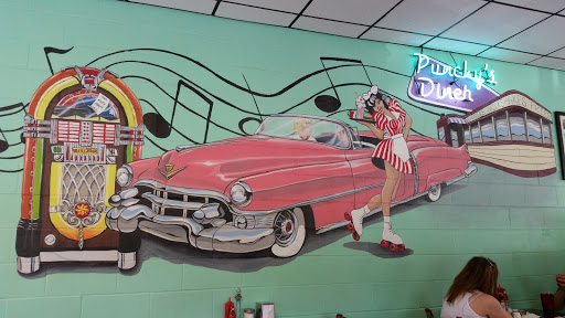 Car Hop Mural At Punchy's Diner