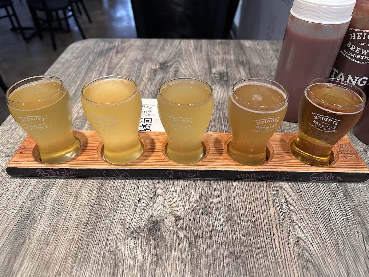 Flight of three ciders and two gluten free beers!!