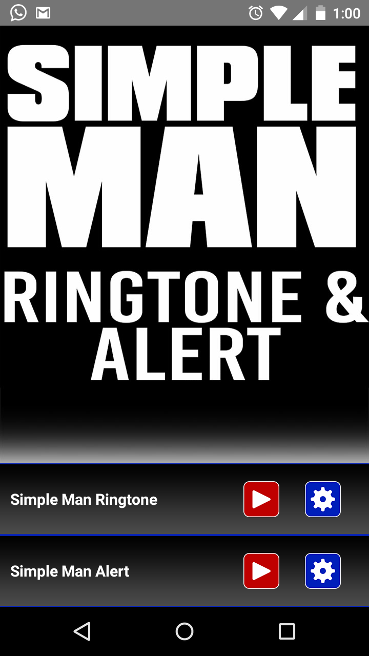 Android application Simple Man  Ringtone and Alert screenshort