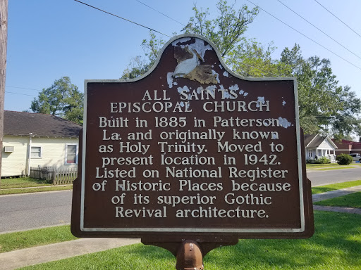   Built in 1885 in Patterson, La. and originally known as Holy Trinity. Moved to present location in 1942. Listed on the National Register of Historic Places because of its Gothic Revival architecture.