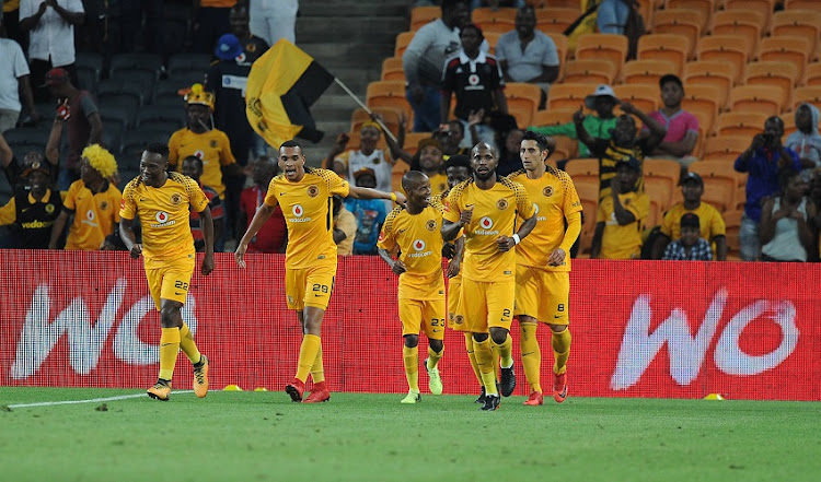 Ryan Moon and team mates celebrating their goal during the Absa Premiership match between Kazier Chiefs and Cape Town City FC at FNB Stadium on February 17, 2018 in Johannesburg.