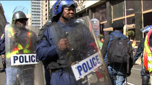 Police with riot gear. File picture