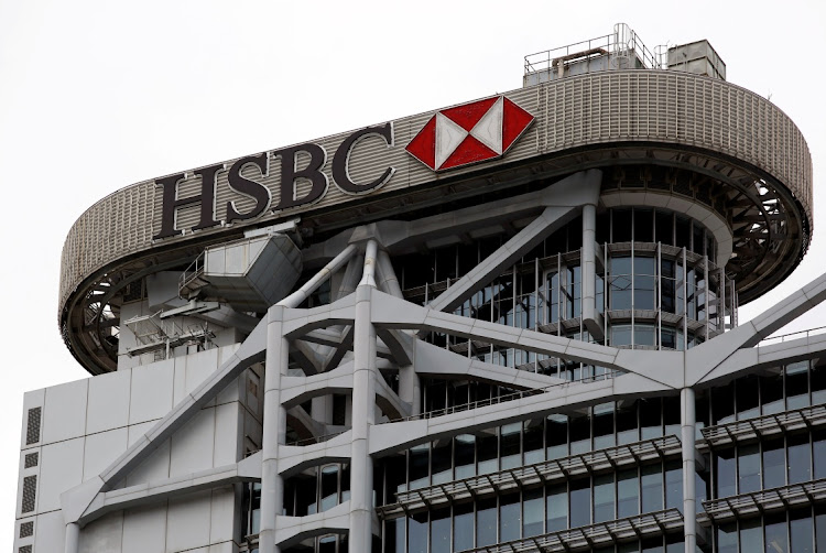 The logo of HSBC is seen on its headquarters in the financial Central district in Hong Kong, China. REUTERS/TYRONE SIU