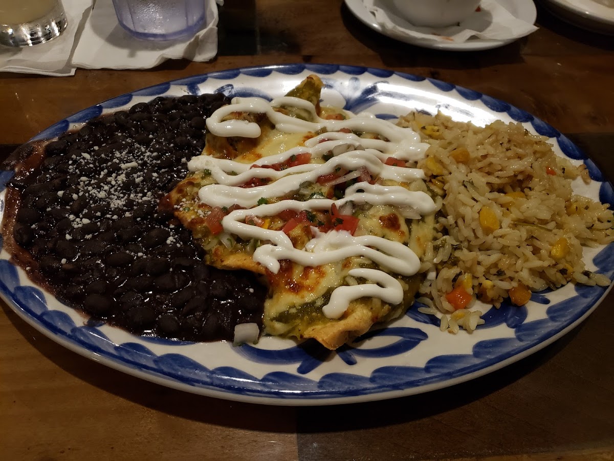 Chicken Enchilada with Mexican Rice and Black Beans