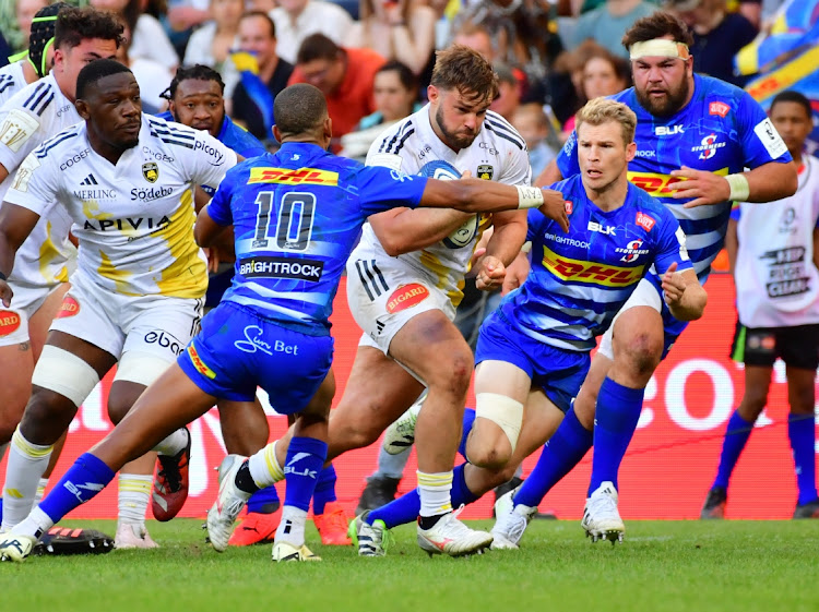 Quentin Lespiaucq Brettes of La Rochelle charges at the Stormers defence in the Champions Cup clash in Cape Town.