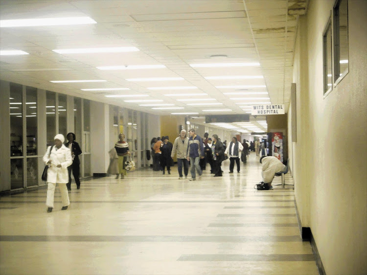 Patients in the central corridor of Charlotte Maxeke Academic Johannesburg Hospital. File photo.