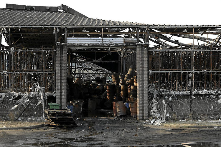 The burnt-out ruins of the warehouse in Cato Ridge that was used to store toxic mercury waste.