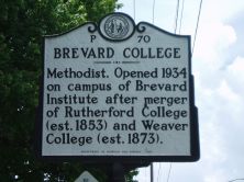 Methodist. Opened 1934 on campus of Brevard Institute after merger of Rutherford College (est. 1853) and Weaver College (est. 1873).Plaque via North Carolina Highway Historical Marker Program, and...